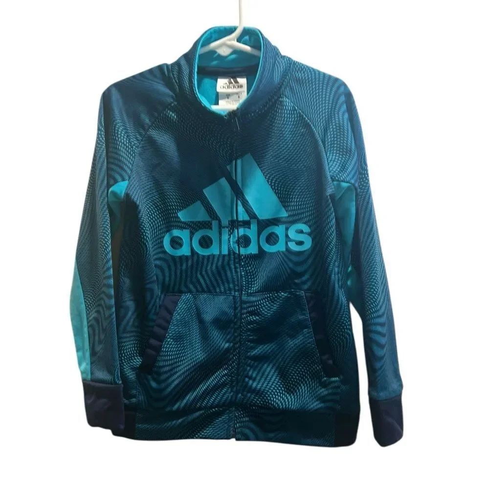 Adidas Kids Athletic Zip-Up Jacket Blue/Teal – Size 5